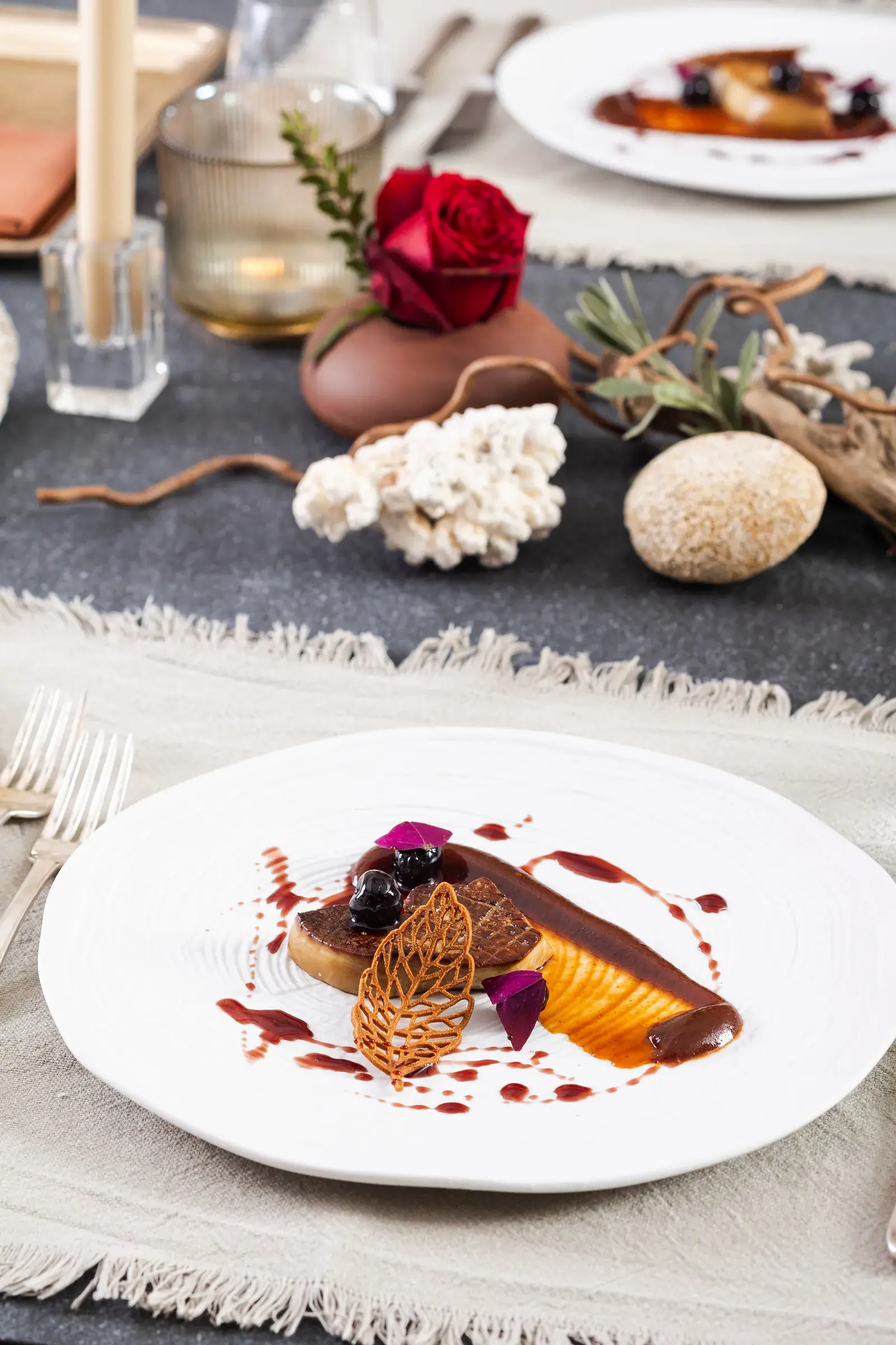 A dish served at a carefully set table